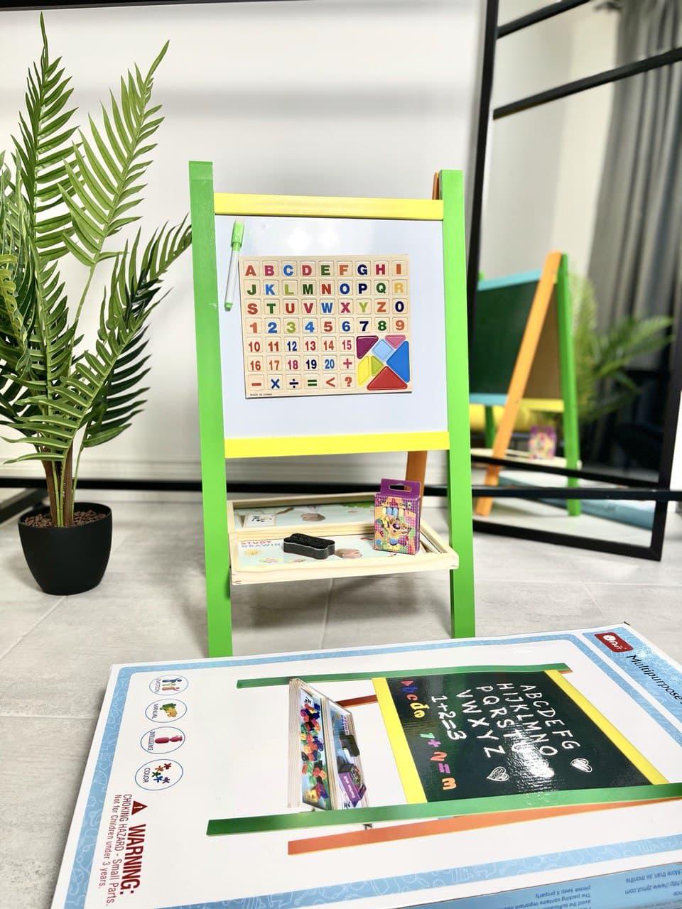 Детский мольберт двухсторонний магнитный напольный с полочкой - фото 2 Детский мольберт двухсторонний магнитный напольный с полочкой - фото 2