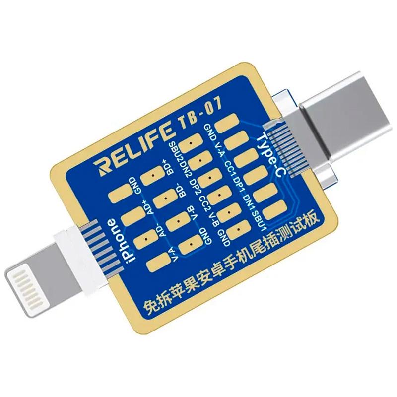 Тестовая плата Relife TB-07 2в1 для проверки контактов разъема iPhone Lightning/Android Type-C (2000996198611)