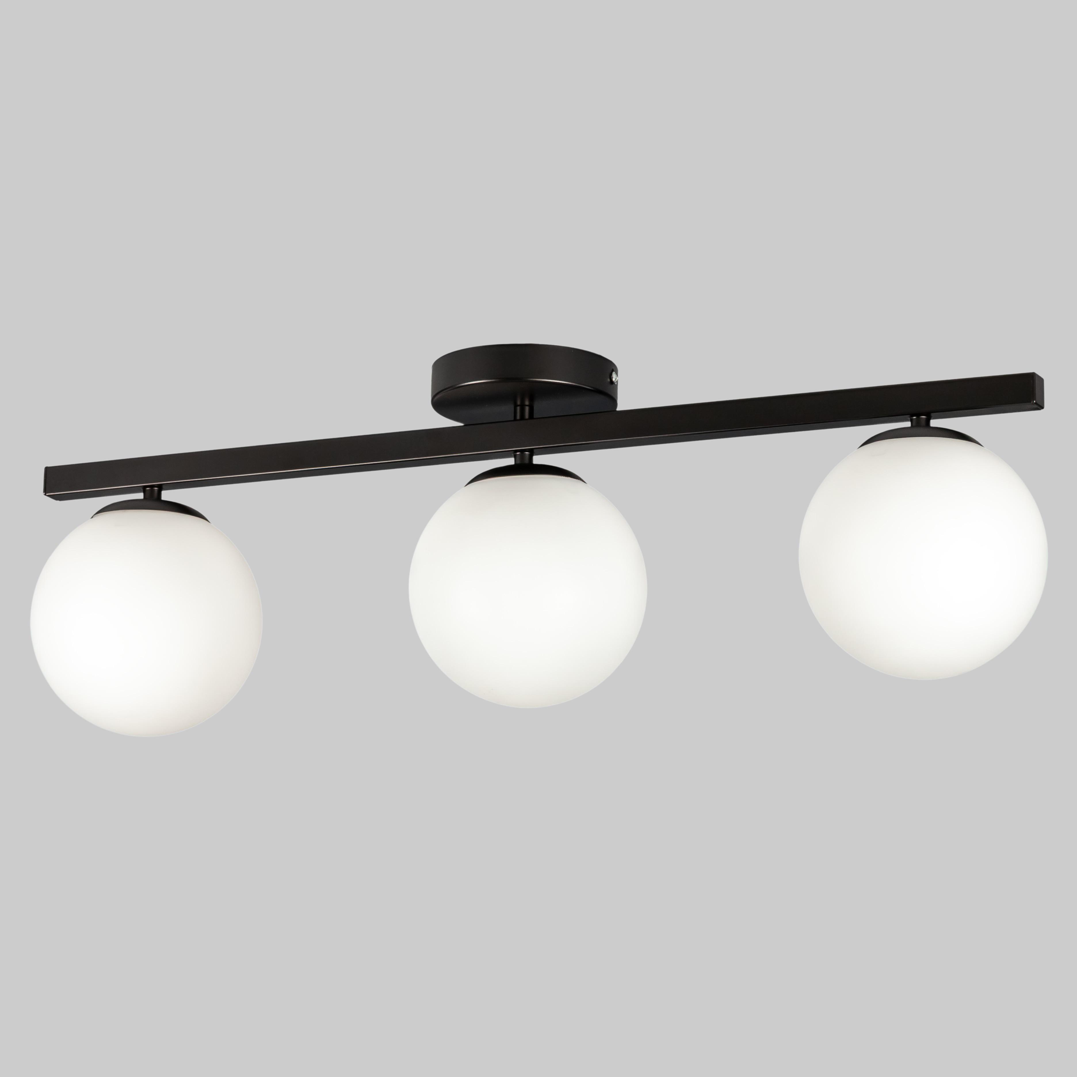 Люстра стельова на 3 лампи Чорний (56-XPR1503F-3 BK+WH)