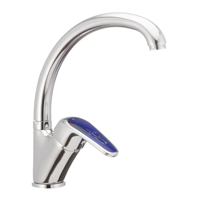 Смеситель для кухни Haiba Magic 777 с синей ручкой из латуни Стальной (HB0679) Смеситель для кухни Haiba Magic 777 с синей ручкой из латуни Стальной (HB0679)