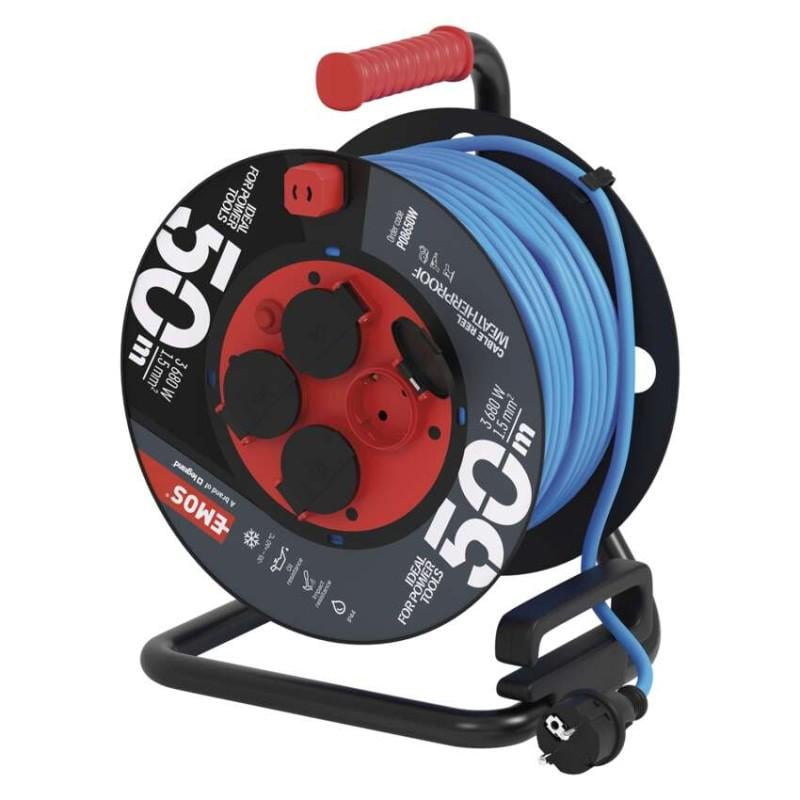 Удлинитель сетевой EMOS P08650W на катушке 50 м IP44 3x1,5 кв. мм морозостойкий (36480368)