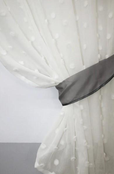 Шторки на кухню шифон/льон 280х170 см Сірий/Молочний (00к 59-368) - фото 5 Шторки на кухню шифон/льон 280х170 см Сірий/Молочний (00к 59-368) - фото 5