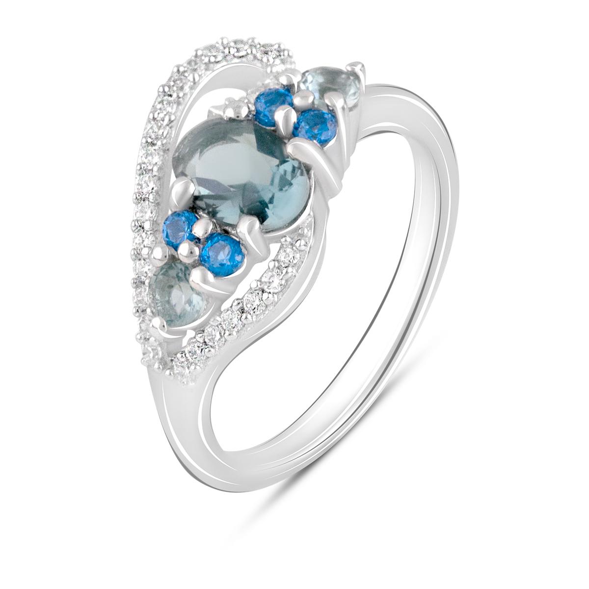 Кольцо серебряное с топазом Лондон Блю 1,11 ct 3,41 г р. 18 (2109914) Кольцо серебряное с топазом Лондон Блю 1,11 ct 3,41 г р. 18 (2109914)