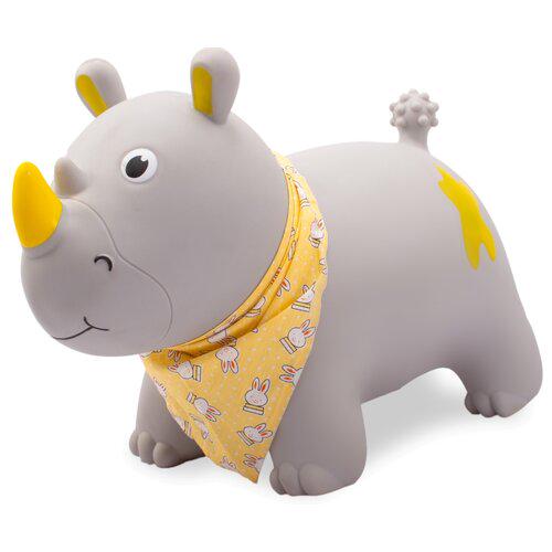 Прыгун SUN BABY Носорог детский резиновый надувной с насосом Серый