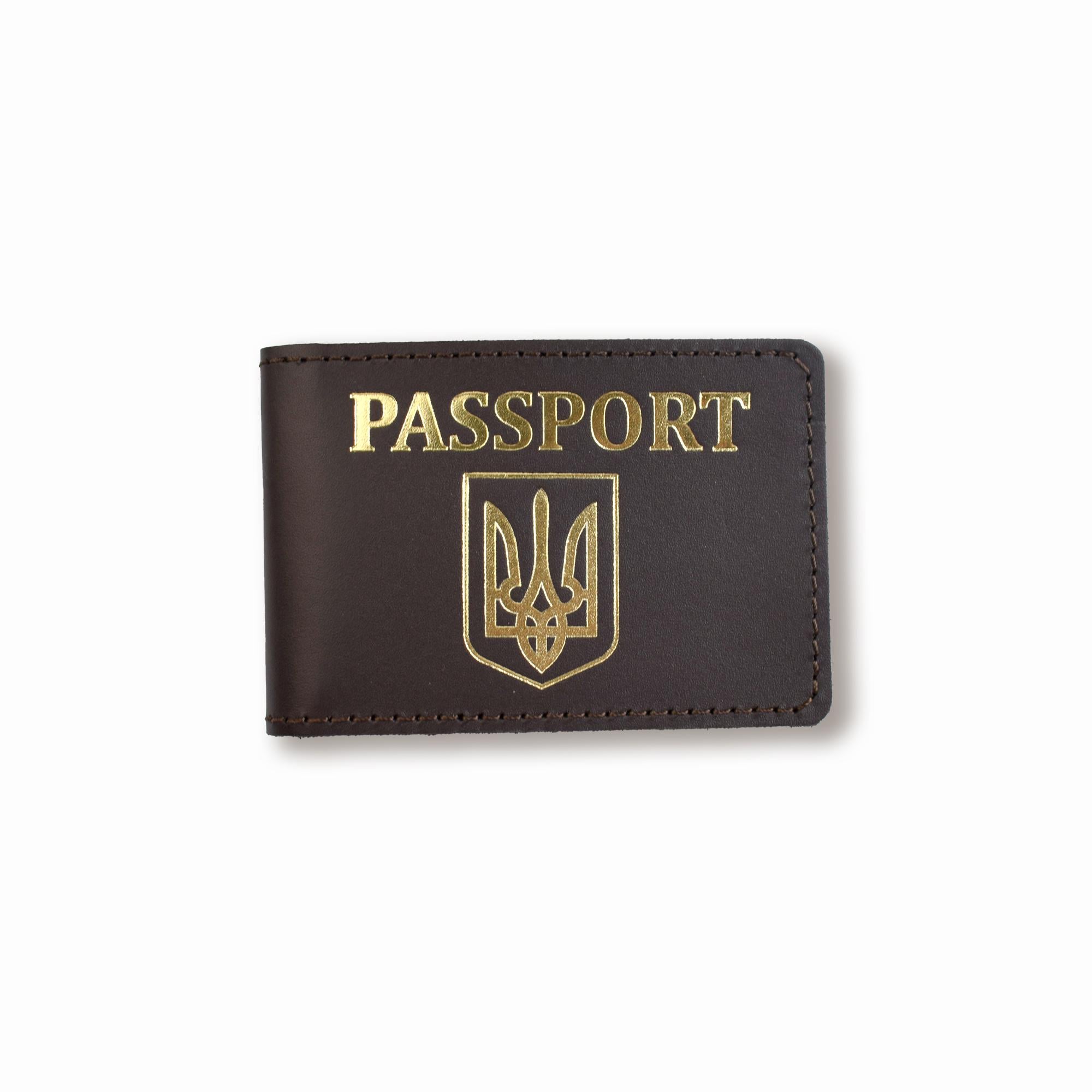 Обложка для ID-карты PASSPORT с гербом Темно-коричневый с серебряным