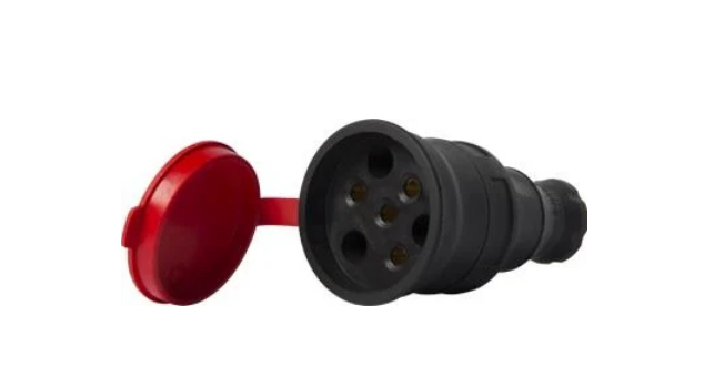 Силова розетка E.NEXT e.socket.rubber.031.25 3P+N 25А 400 В переносна каучук IP44 Чорний (s9100029)