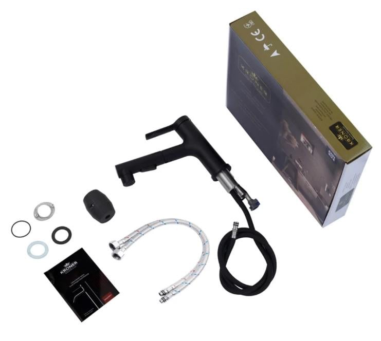 Смеситель для раковины Kroner KRP Edelstahl Klassisch с выдвижным изливом SCH030-T (60067) - фото 8