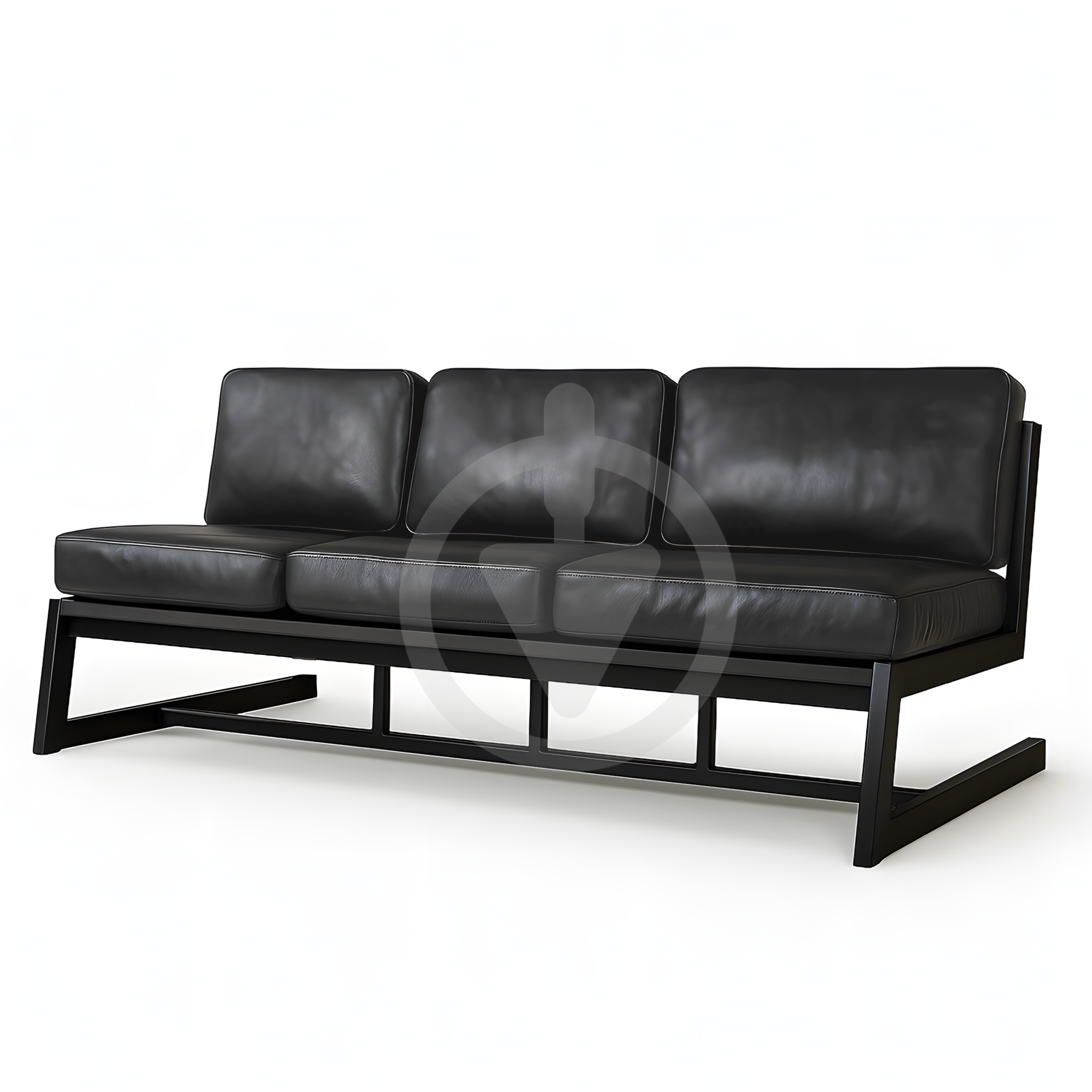 Диван металлический AVVS Атлас лофт экокожа 156 см Темно-серый