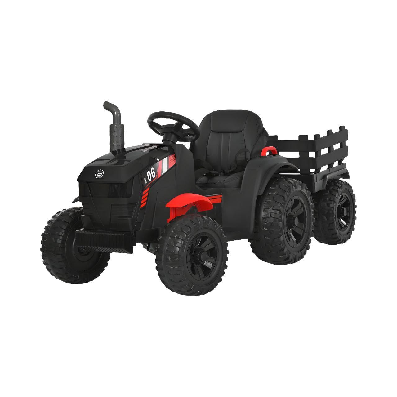 Детский электротрактор Bambi Racer M6295EBLR-2 с прицепом 2 мотора 45W 12V 9AH пульт 2.4G колеса EVA кожа Черный (38320931)