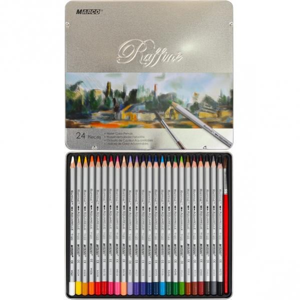 Карандаши акварельные Marco Raffine 24 цв. в металлической коробке (7120/24ТN)