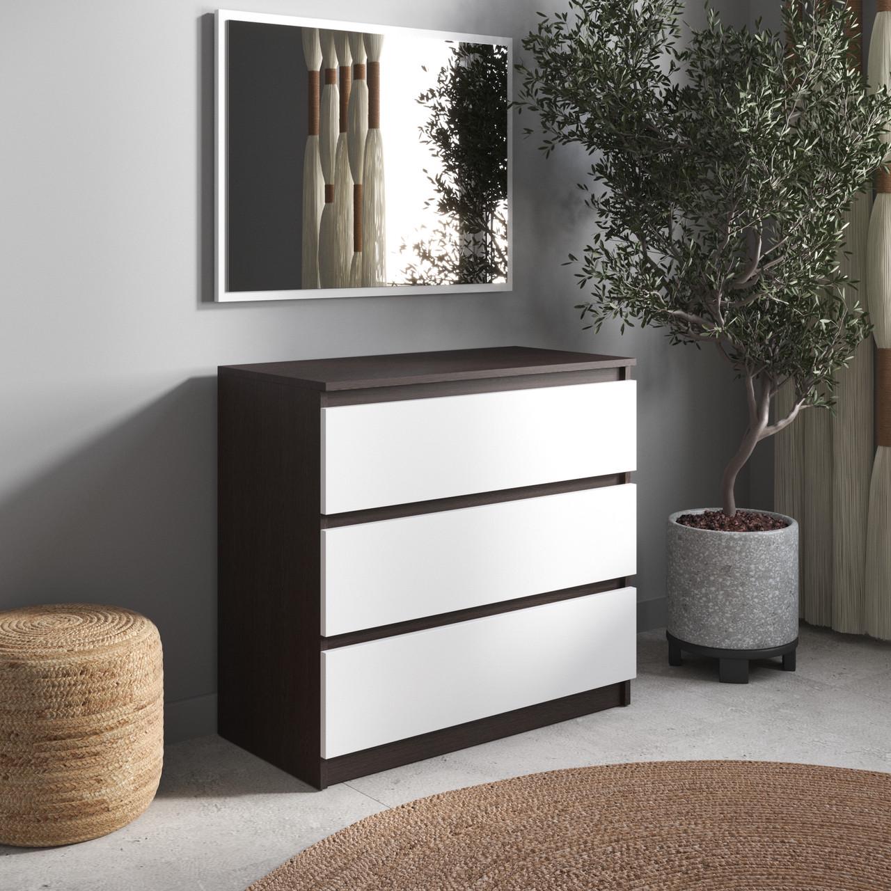 Комод з шухлядами Вайс R-3 80х40х75 см Венге Темний/Білий фасад (30396062) Комод з шухлядами Вайс R-3 80х40х75 см Венге Темний/Білий фасад (30396062)