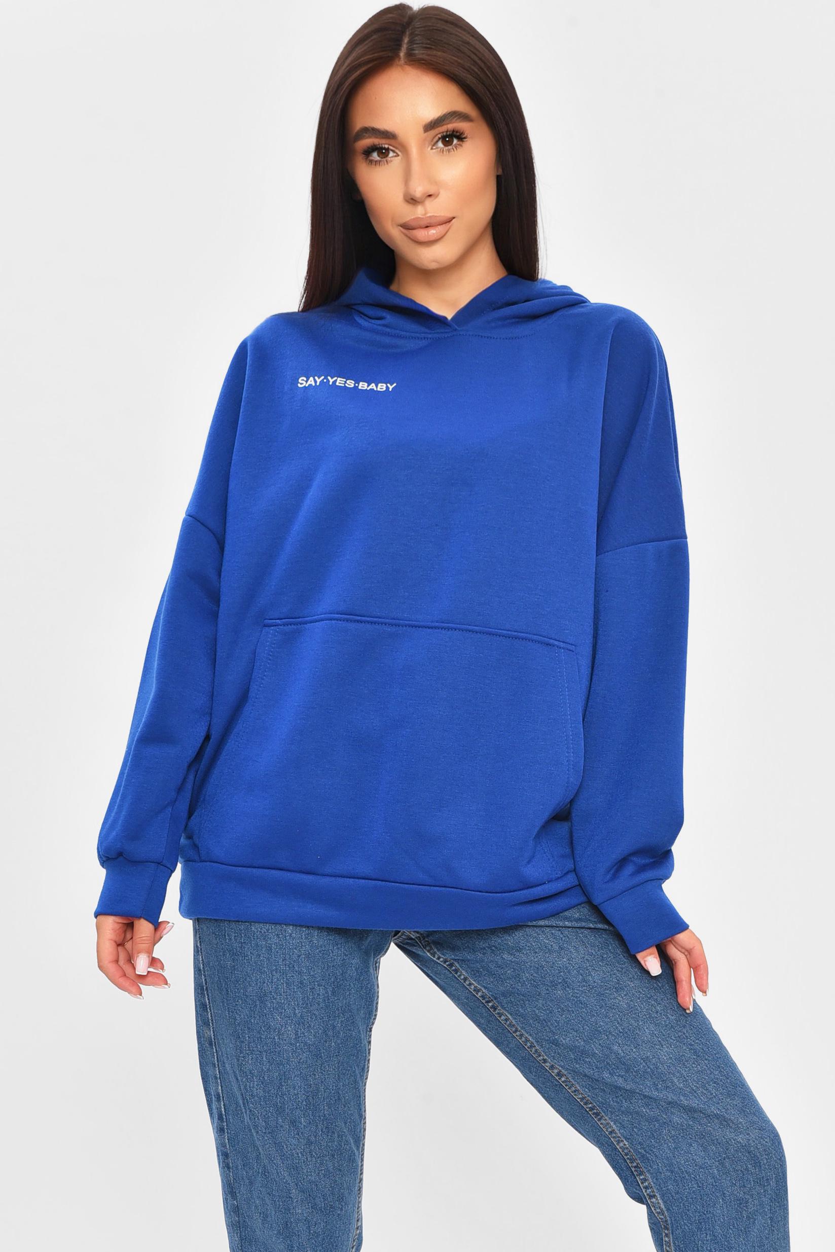 Худі жіноче 204433 однотонне S-L Синій