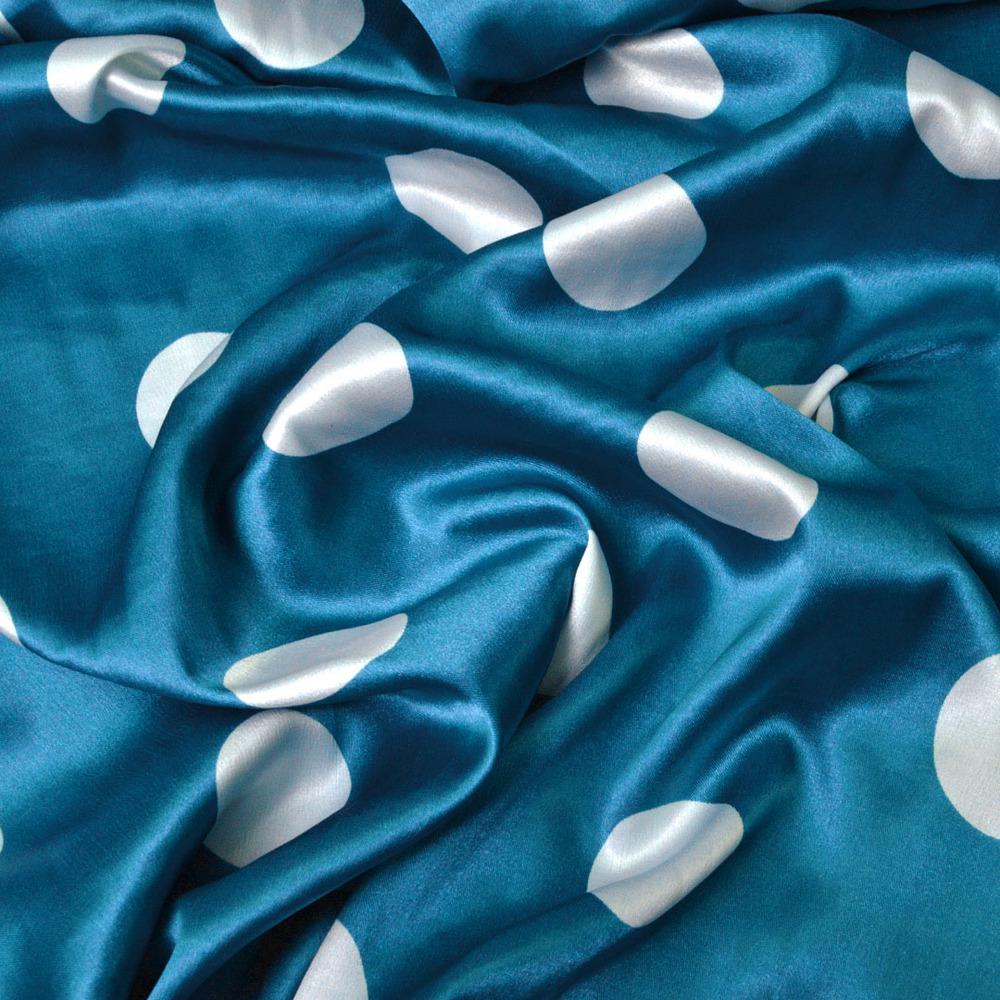 Ткань плательная атлас Горохи maxi мор бриз