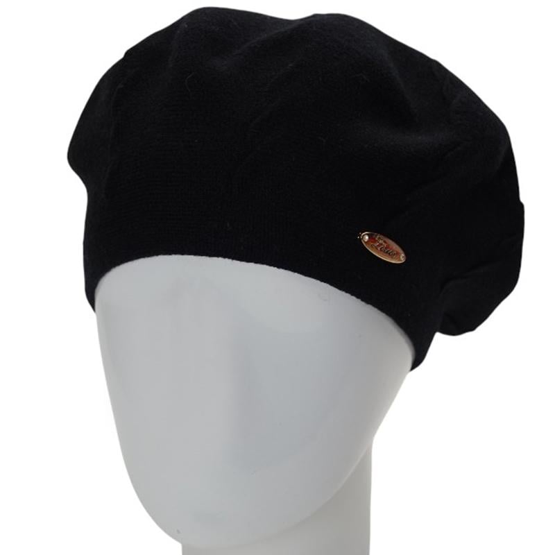 Берет жіночий Novita ВІКІ подвійний з візерунком one size Чорний (285956)