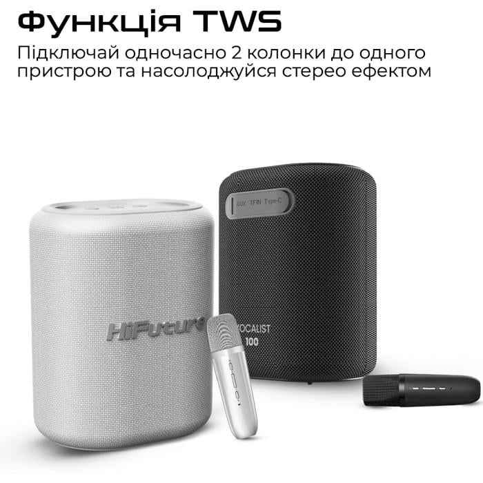 Портативная колонка HiFuture Vocalist 100 25W Bluetooth 5.0 3600 mAh Black (vocalist100.black) - фото 7
