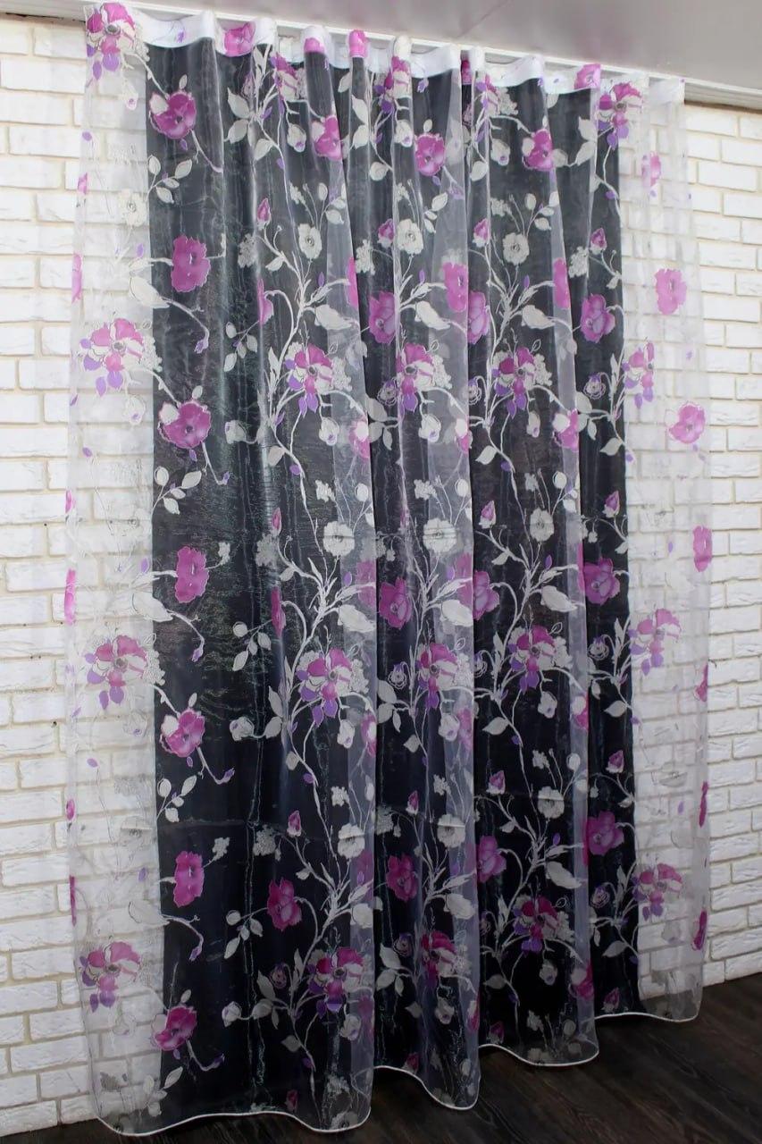 Гардина-тюль Органза на тесьме 2 шт. 300x270 см Сиреневый (tul-983т-5)