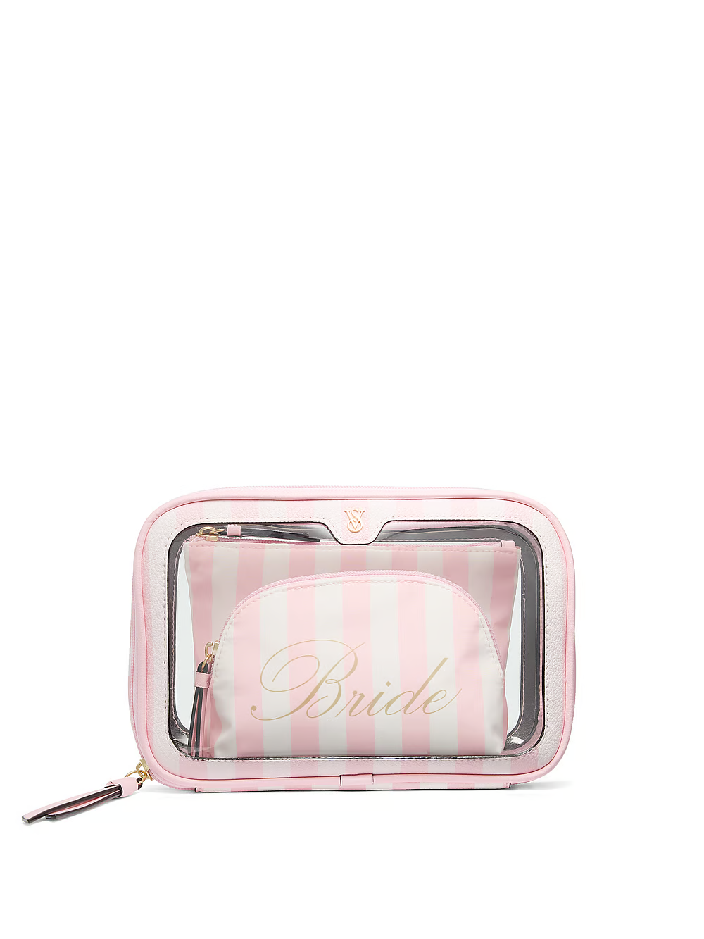 Набір косметичок для нареченої Victoria's Secret 3-Piece Makeup Bag 3в1 Рожевий у смужку (26240200)