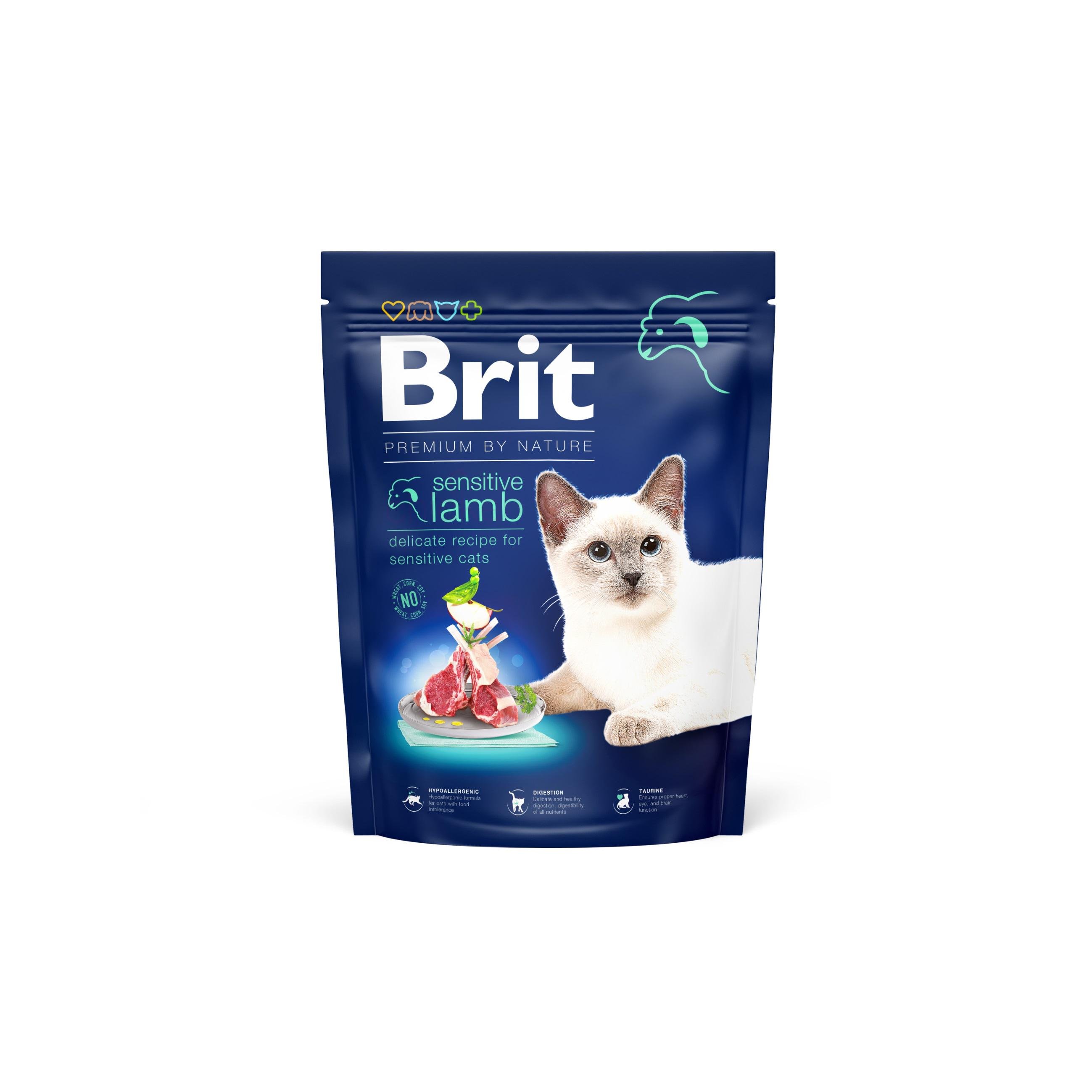 Корм сухой для кошек с чувствительным пищеварением Brit Premium by Nature Cat Sensitive с ягненком 300 г (8595602553020)