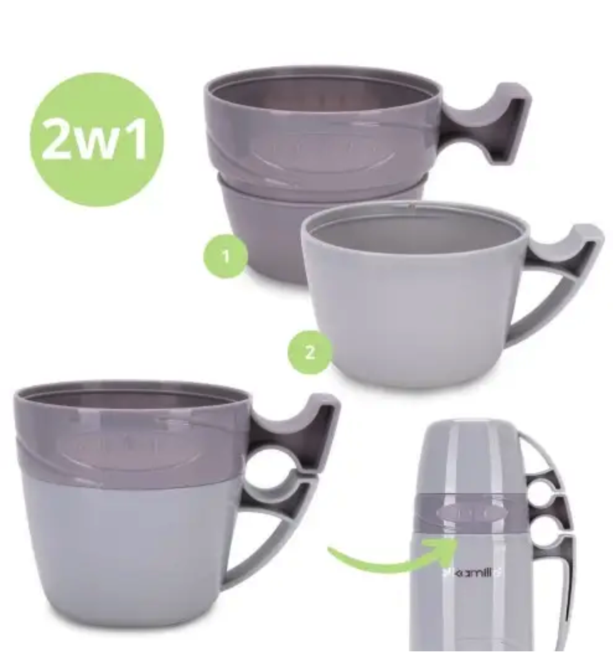 Термос Kamille Vizo со стеклянной колбой 1000 мл Серый (2031) - фото 2