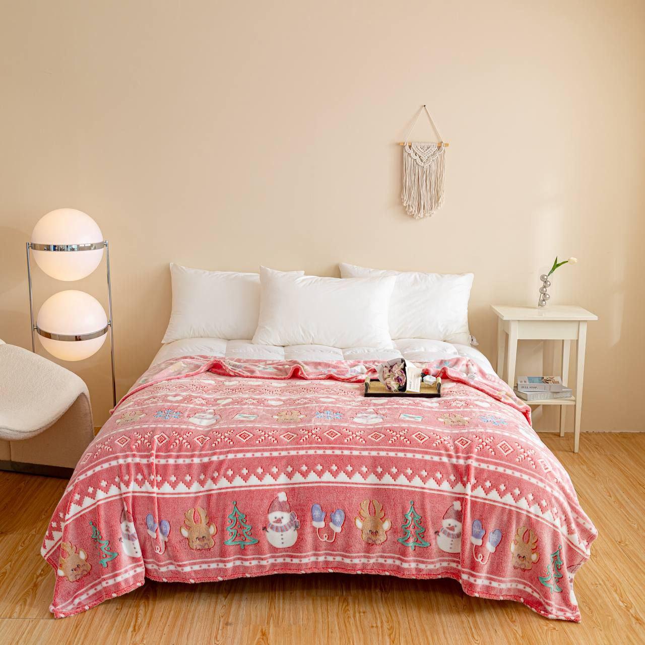 Плед новогодний флисовый Malloory Home Зимний орнамент 200x230 см (1483)