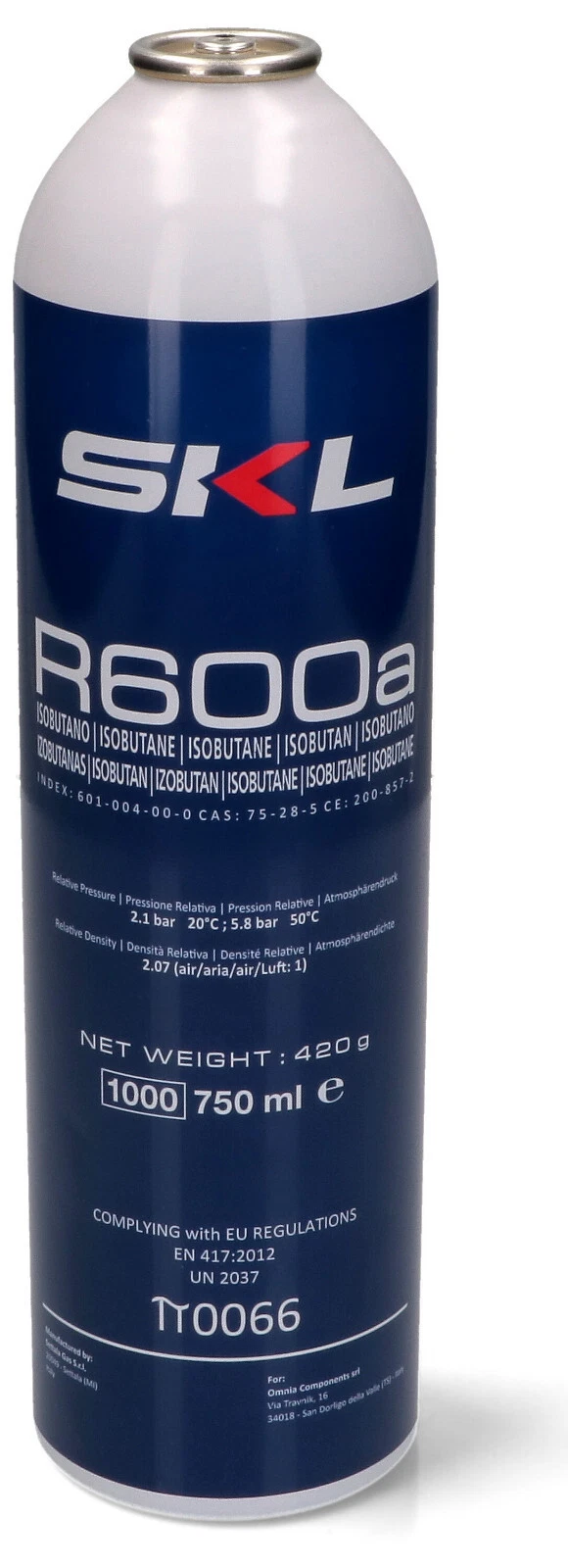 Фреон R-600a с запорным клапаном для холодильников и климатической техники 420 г