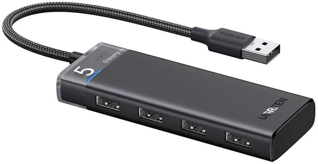 USB-хаб UGREEN CM653 4-Port USB 3.2 Gen 1 HUB з додатковим живленням USB Type-C Grey (15548)