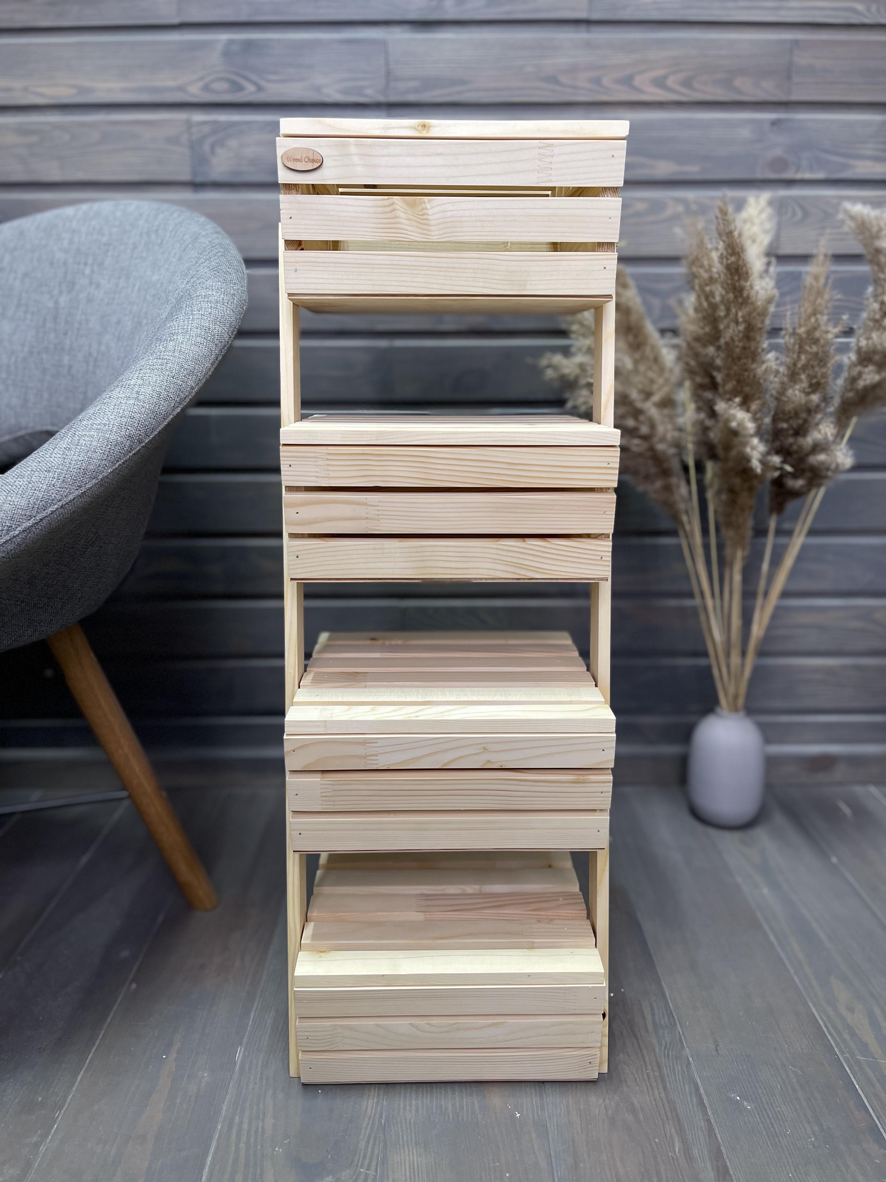 Ящик-фруктовница деревянный эко с крышками 4 яруса (232) - фото 4 Ящик-фруктовница деревянный эко с крышками 4 яруса (232) - фото 4