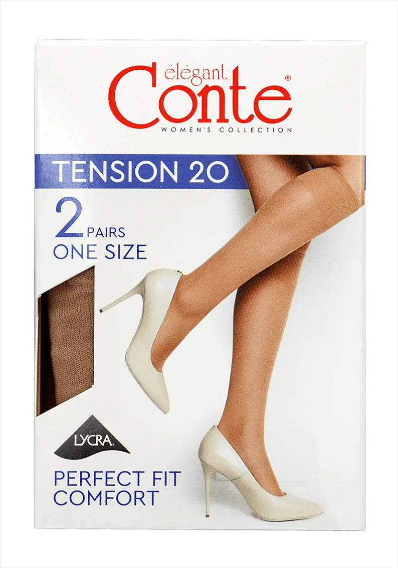 Напівпанчохи жіночі Conte TENSION 20 2 пари р. 23-25 Natural (НФ-00010683)