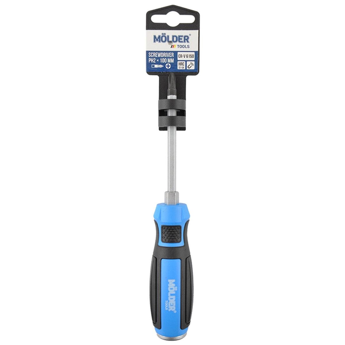 Отвертка Molder крестовая/ударная с шестигранной опорой PH2x100 мм