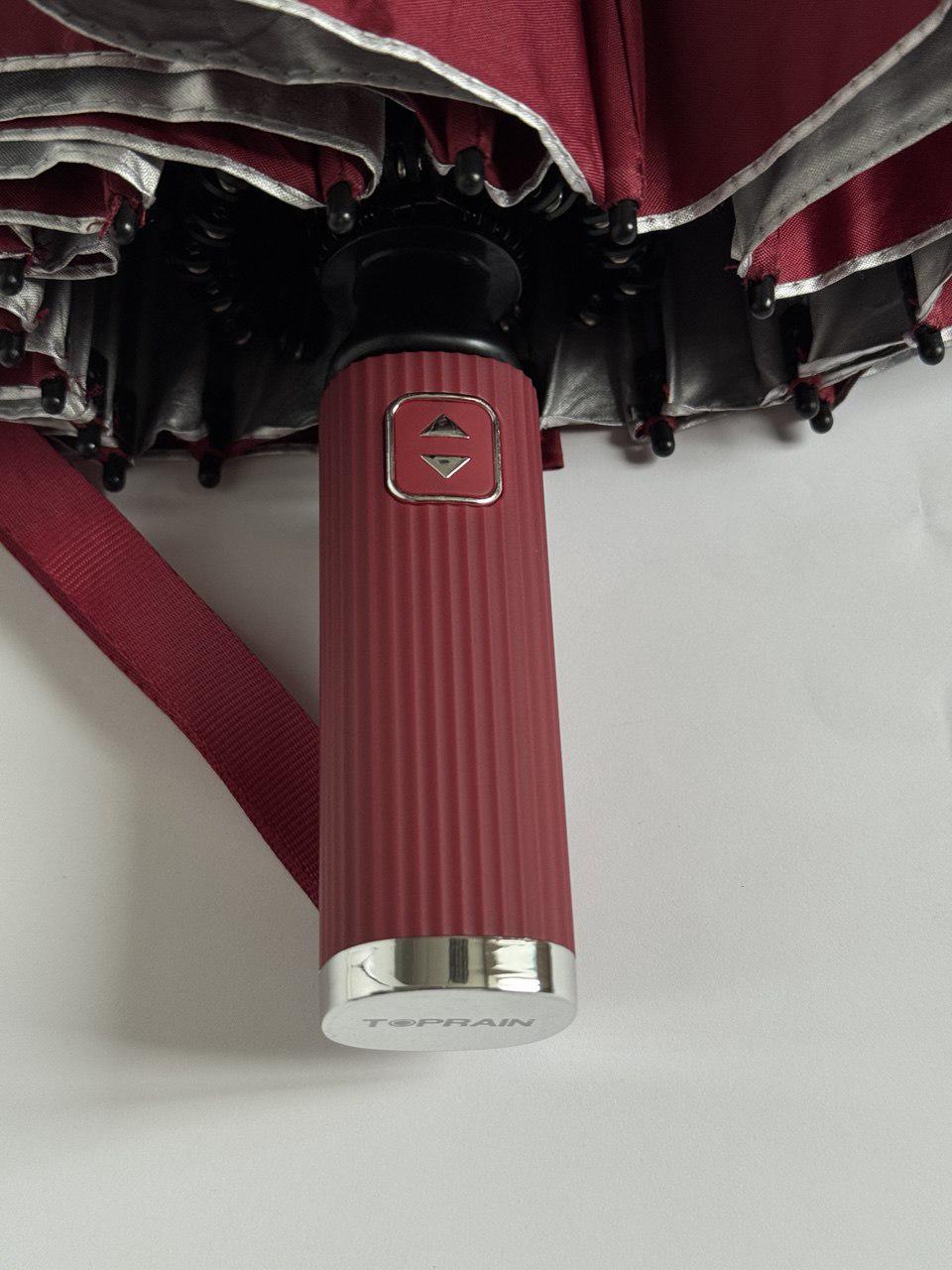 Парасолька-автомат Toprain Umbrella однотонна 16 спиць зі сріблом під куполом Червоний (4016/4) - фото 4 Парасолька-автомат Toprain Umbrella однотонна 16 спиць зі сріблом під куполом Червоний (4016/4) - фото 4