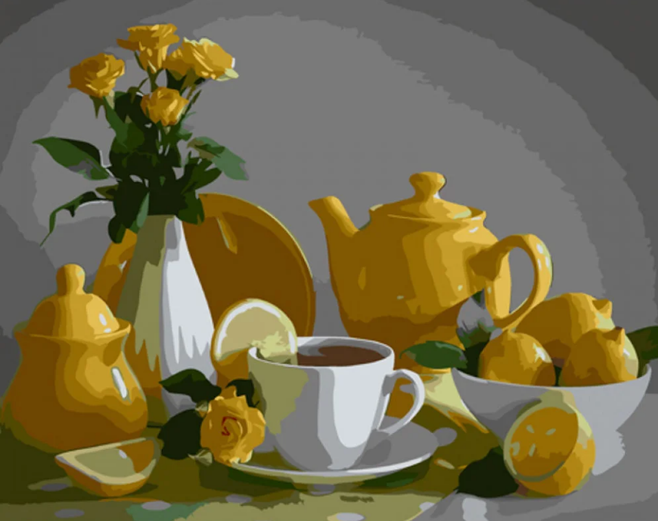 Картина по номерам Strateg Лимонный натюрморт 40x50 см (GS1002)