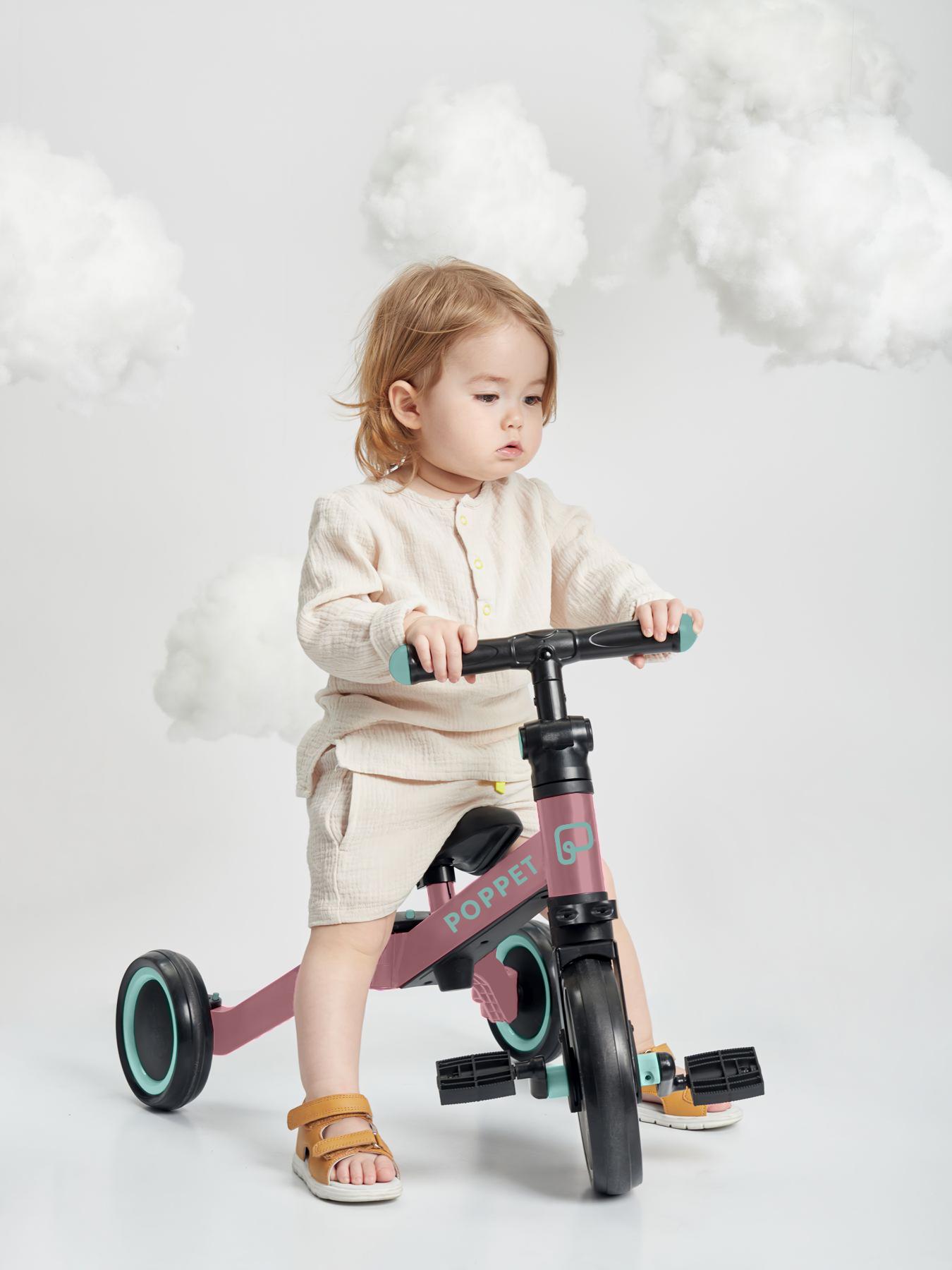 Детский беговел-трансформер Poppet 3в1 трехколесный Розово-мятный - фото 6 Детский беговел-трансформер Poppet 3в1 трехколесный Розово-мятный - фото 6