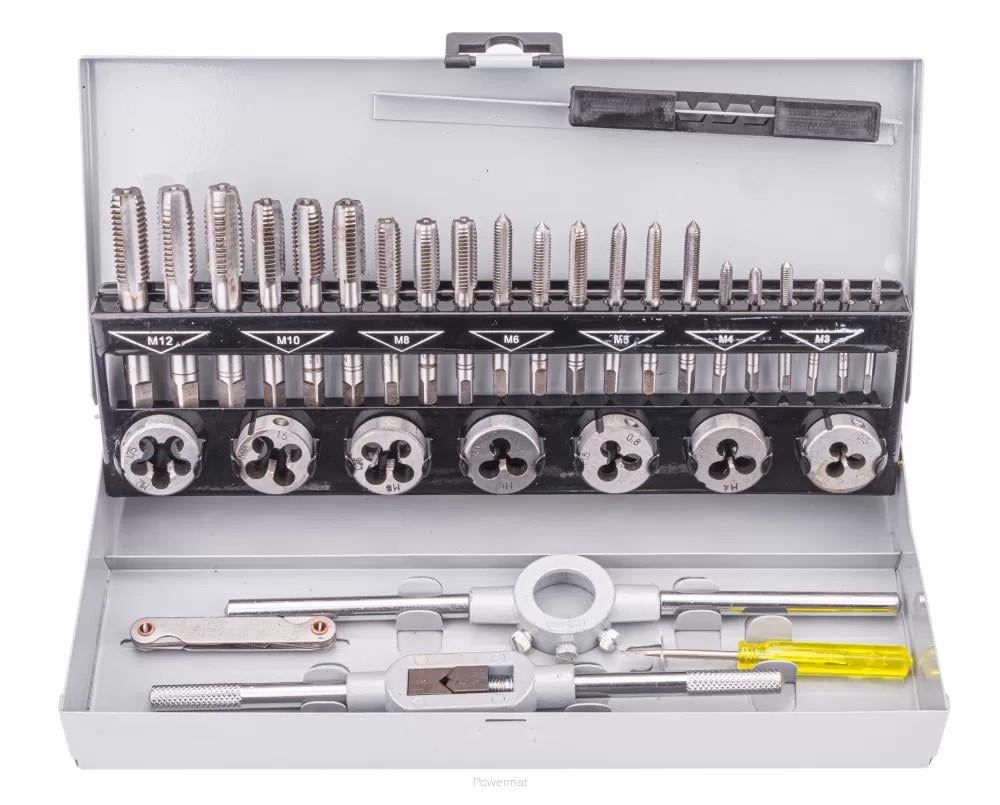 Набор кернеров и плашек Powermat PM-ZNG-32SU для нарезки резьбы (M3-M12)