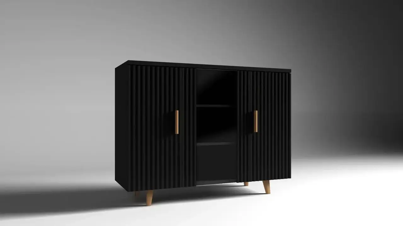 Вітрина-комод Artos Design Verona 1W2D з ламінованої ДСП/ламінованої МДФ Чорний (49271) - фото 2 Вітрина-комод Artos Design Verona 1W2D з ламінованої ДСП/ламінованої МДФ Чорний (49271) - фото 2