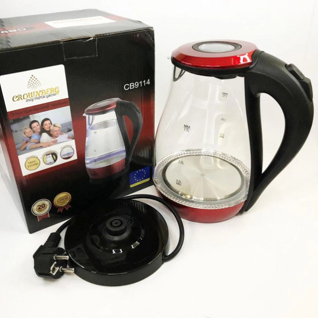 Электрочайник дисковый Crownberg CB-9114 стеклянный (GR-04667)
