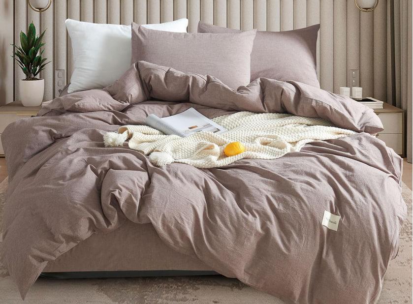 Постельное белье Vie Nouvelle Washed cotton евро на резинке вареный хлопок 200х220 см (W18E180)