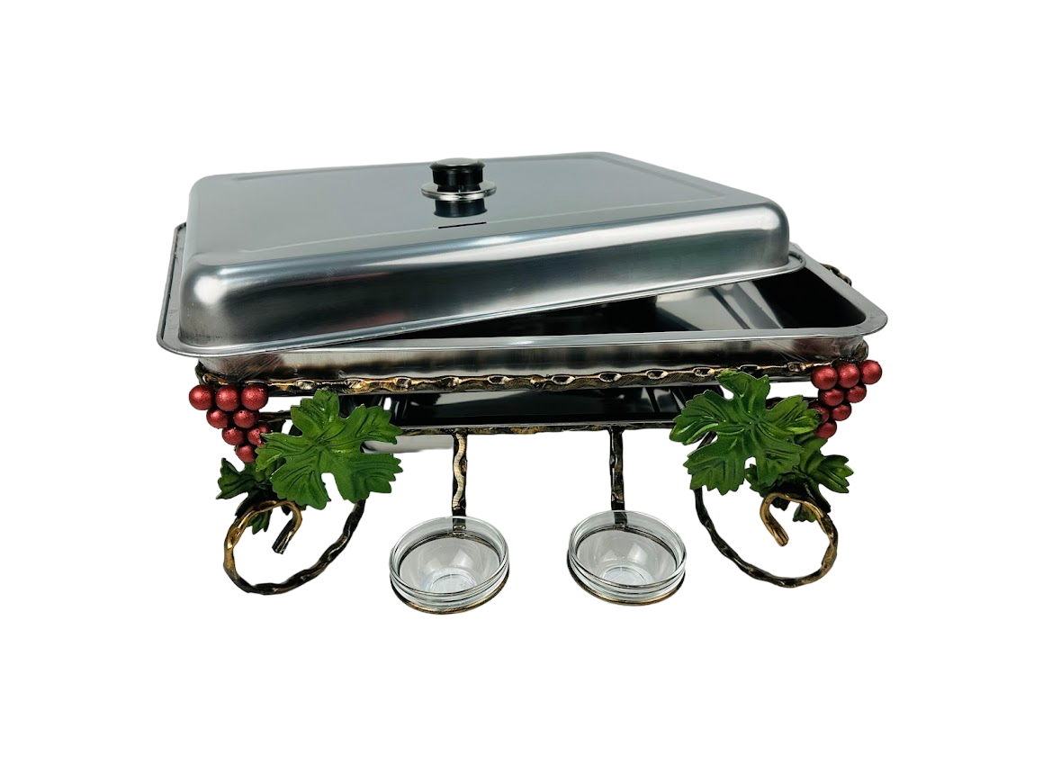 Садж для подачи и подогрева шашлыка Виноград с соусницами прямоугольная из нержавеющей стали 45x35 см (106-10-SJ-6582)