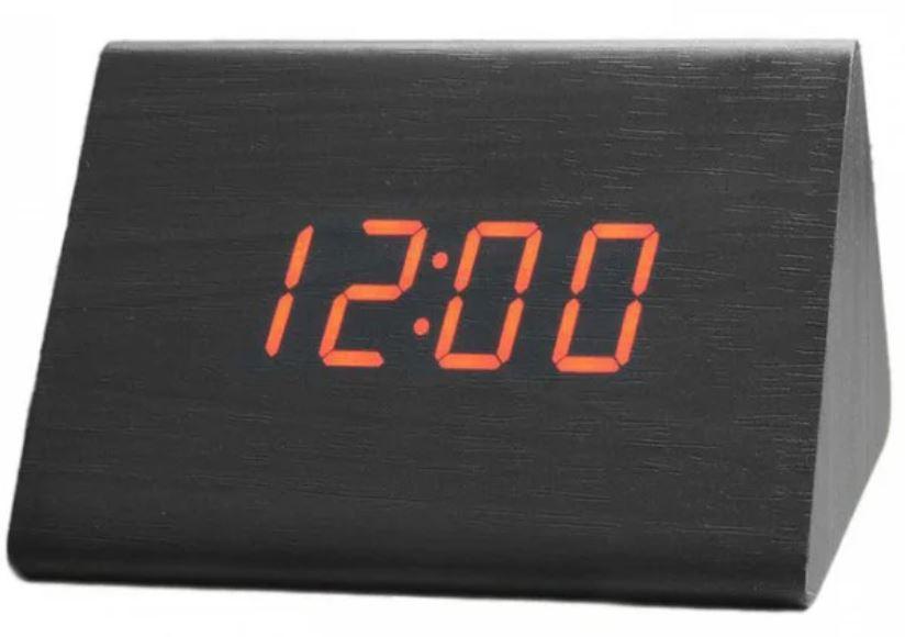 Часы настольные электронные VST-864 5V деревянные с LED подсветкой Черный/Красный (535779)
