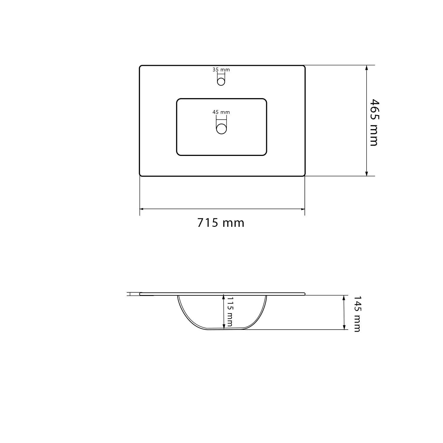 Раковина врезная VBI Ferrara 70 прямоугольная 700x465 мм Белый (RM-VBI-018013) - фото 5 Раковина врезная VBI Ferrara 70 прямоугольная 700x465 мм Белый (RM-VBI-018013) - фото 5