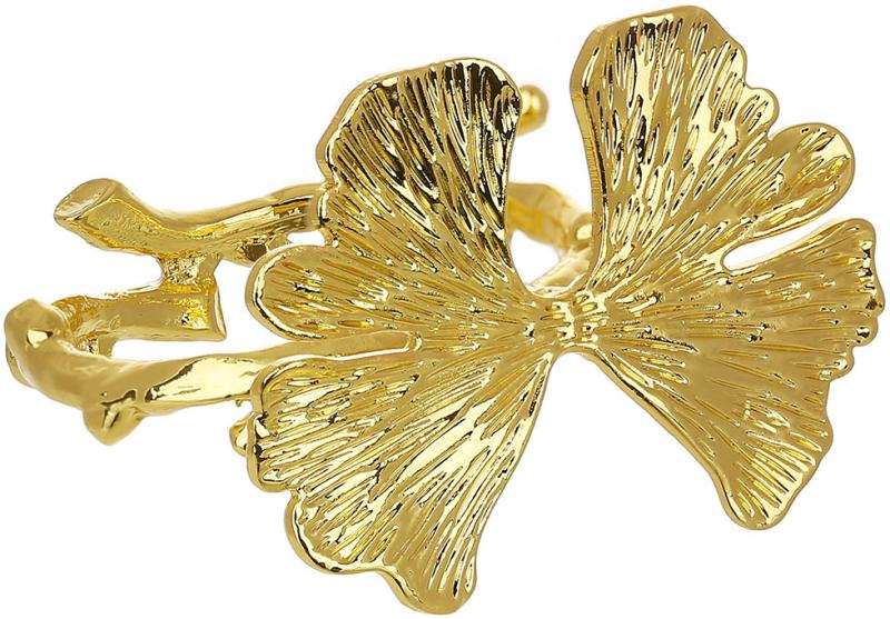 Комплект кілець для серветок лист гінкго 6 шт. 4х6 см