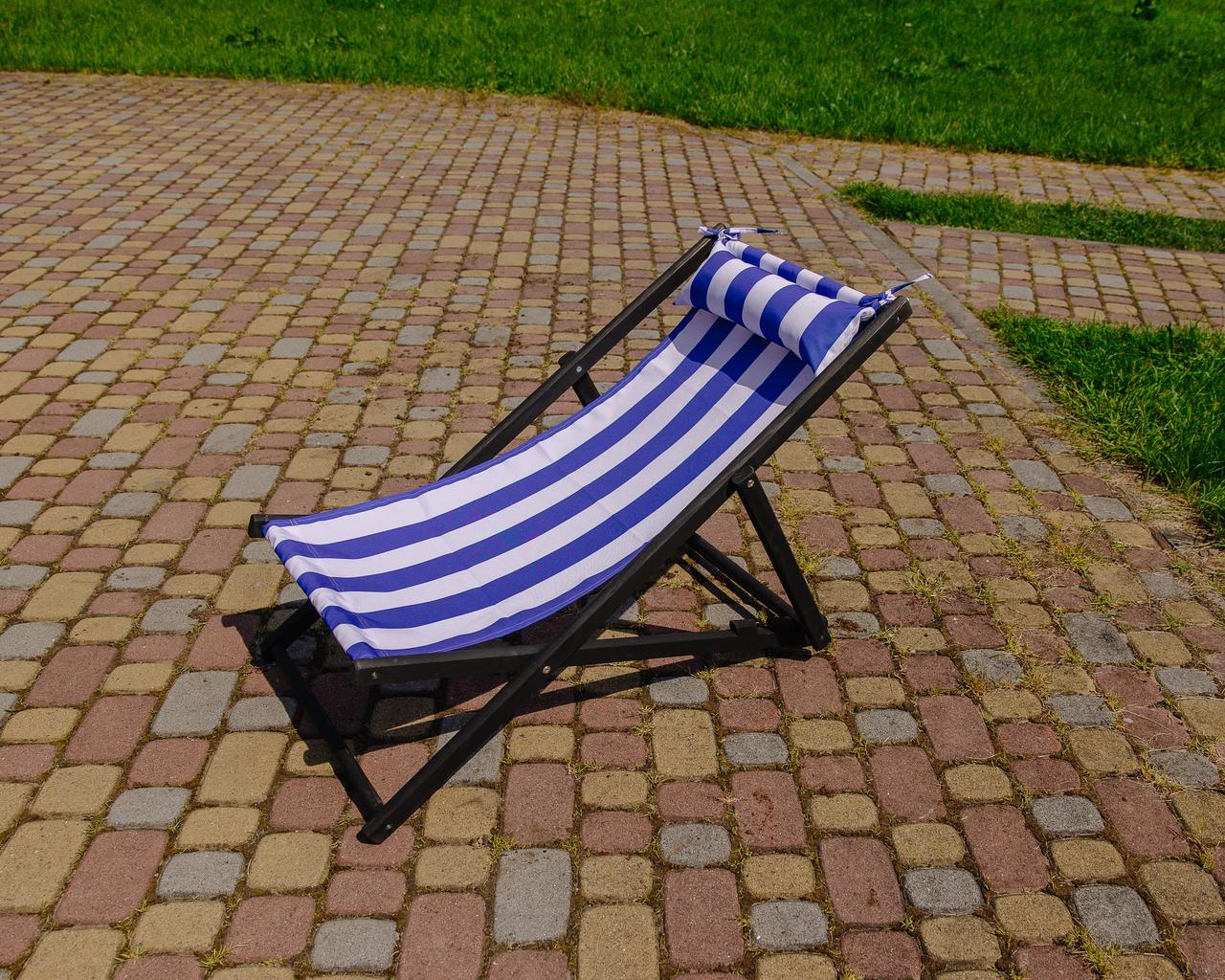 Шезлонг для дачи тканевый XRmaster с подушкой Голубо белый/Черный (0001758) Шезлонг для дачи тканевый XRmaster с подушкой Голубо белый/Черный (0001758)