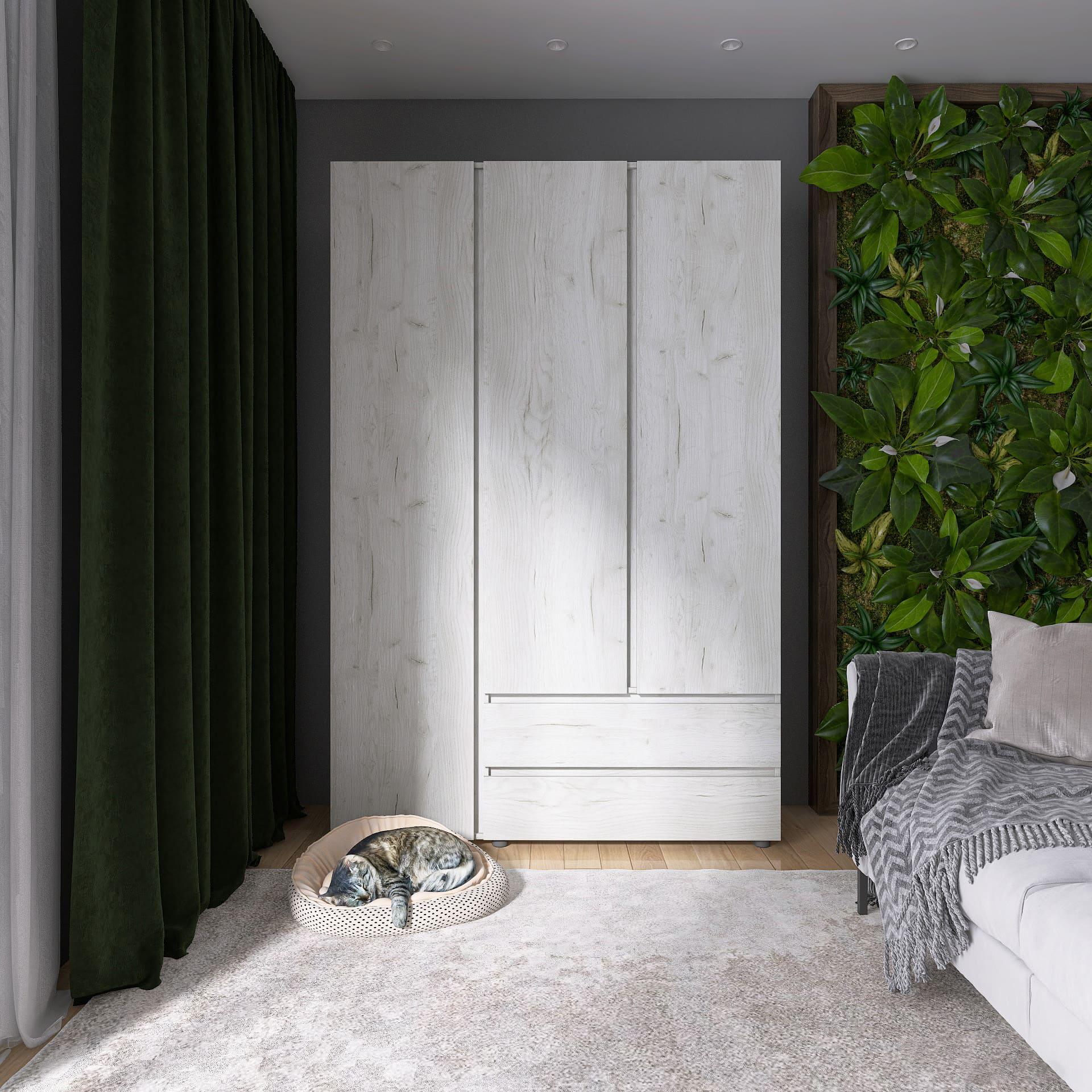 Шкаф Эверест ШЛ 3 Лайт 137х52х208 см Дуб крафт белый (09155)