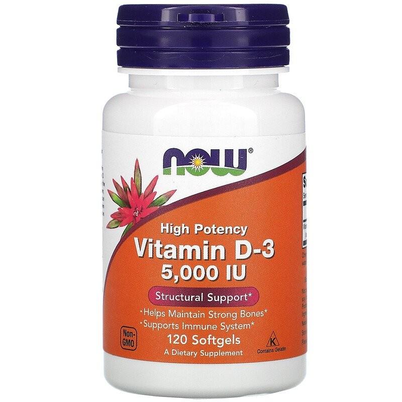 Витамины Now Foods Vitamin D-3 High Potency 5,000 IU 120 капсул