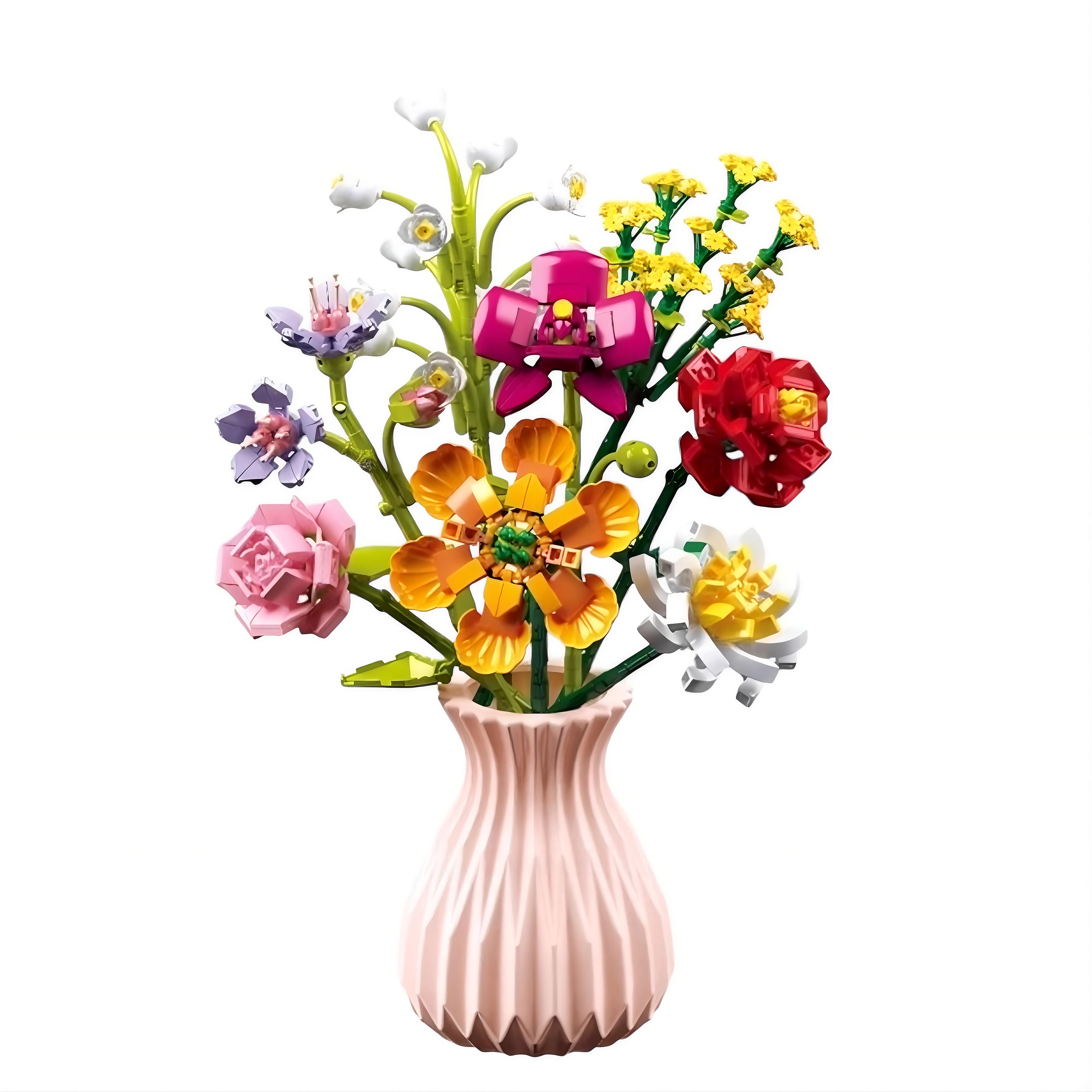 Конструктор Букет в розовом весе 109-1 3D цветочная композиция 756 дет. 11×11×15 см (33089667)