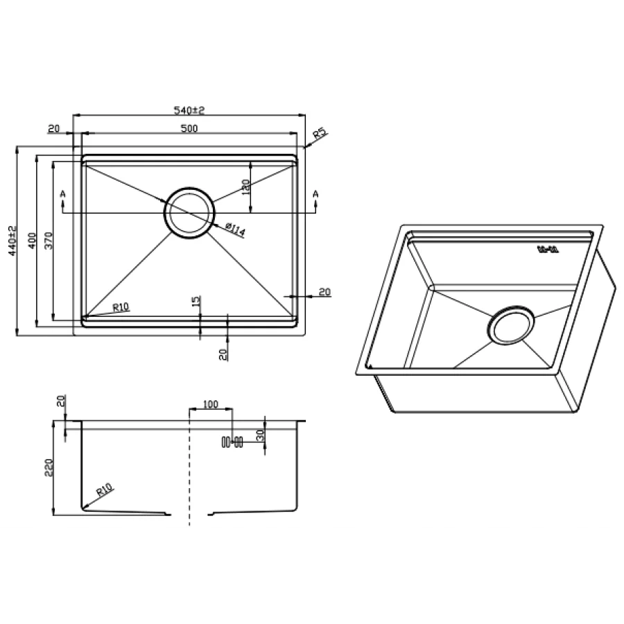 Мийка для кухні LEOMIKAO TOKIO 500-U GM PVD воронена сталь (523348) - фото 2