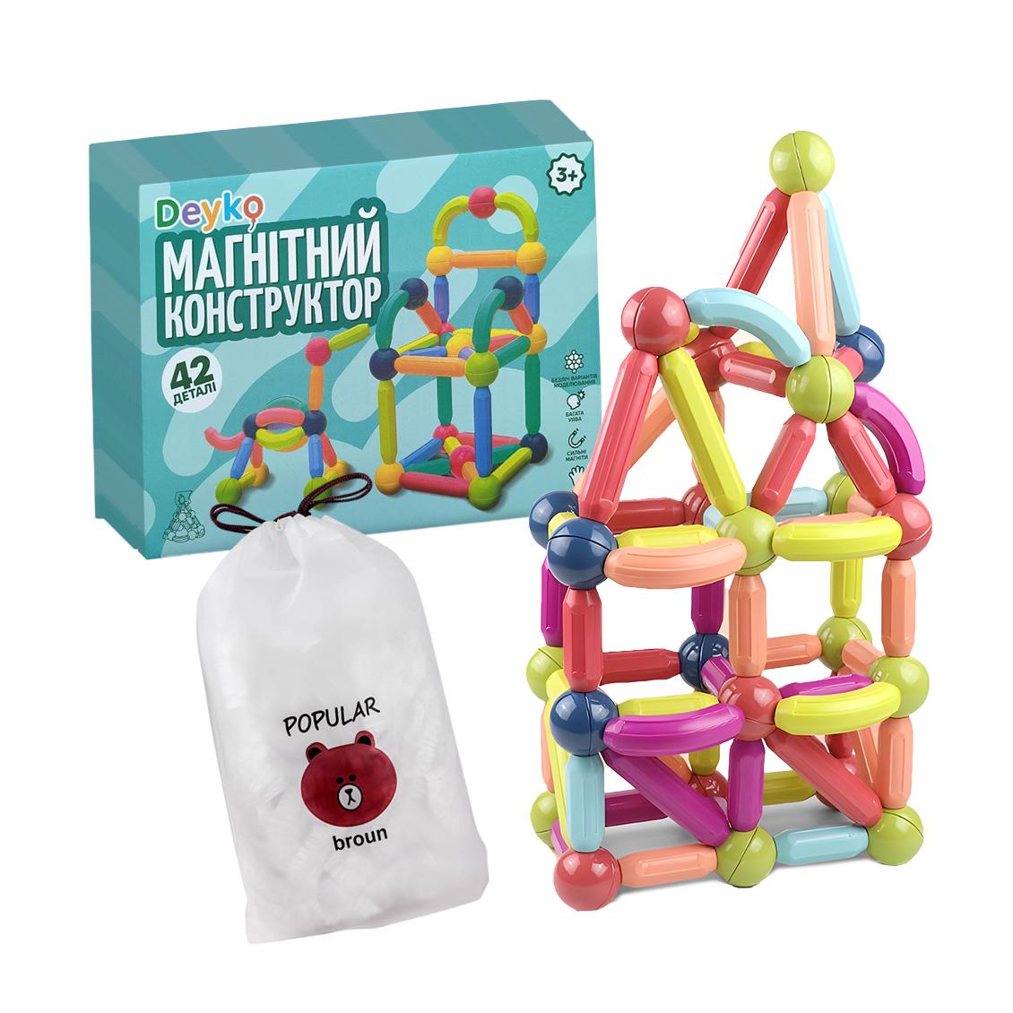 Конструктор 3D Magnetic Sticks детский магнитный из 42 цветных деталей (11187530) - фото 1