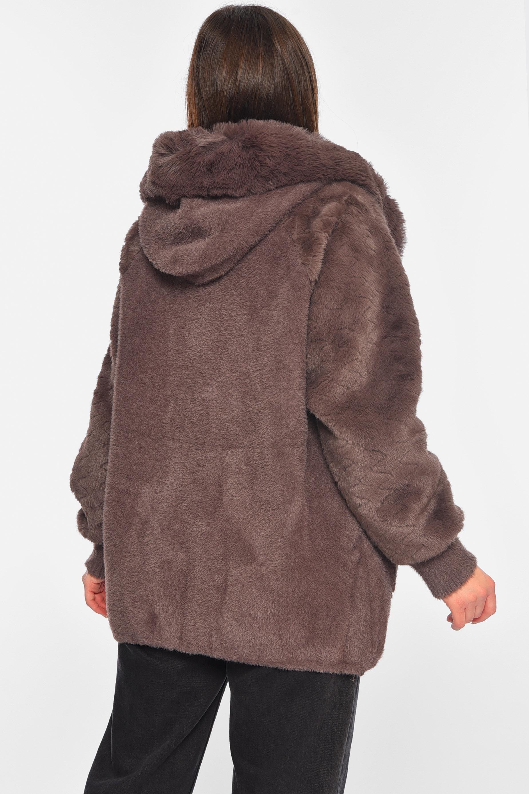 Кардиган жіночий з альпаки з хутром L Коричневий (195350) - фото 3 Кардиган жіночий з альпаки з хутром L Коричневий (195350) - фото 3