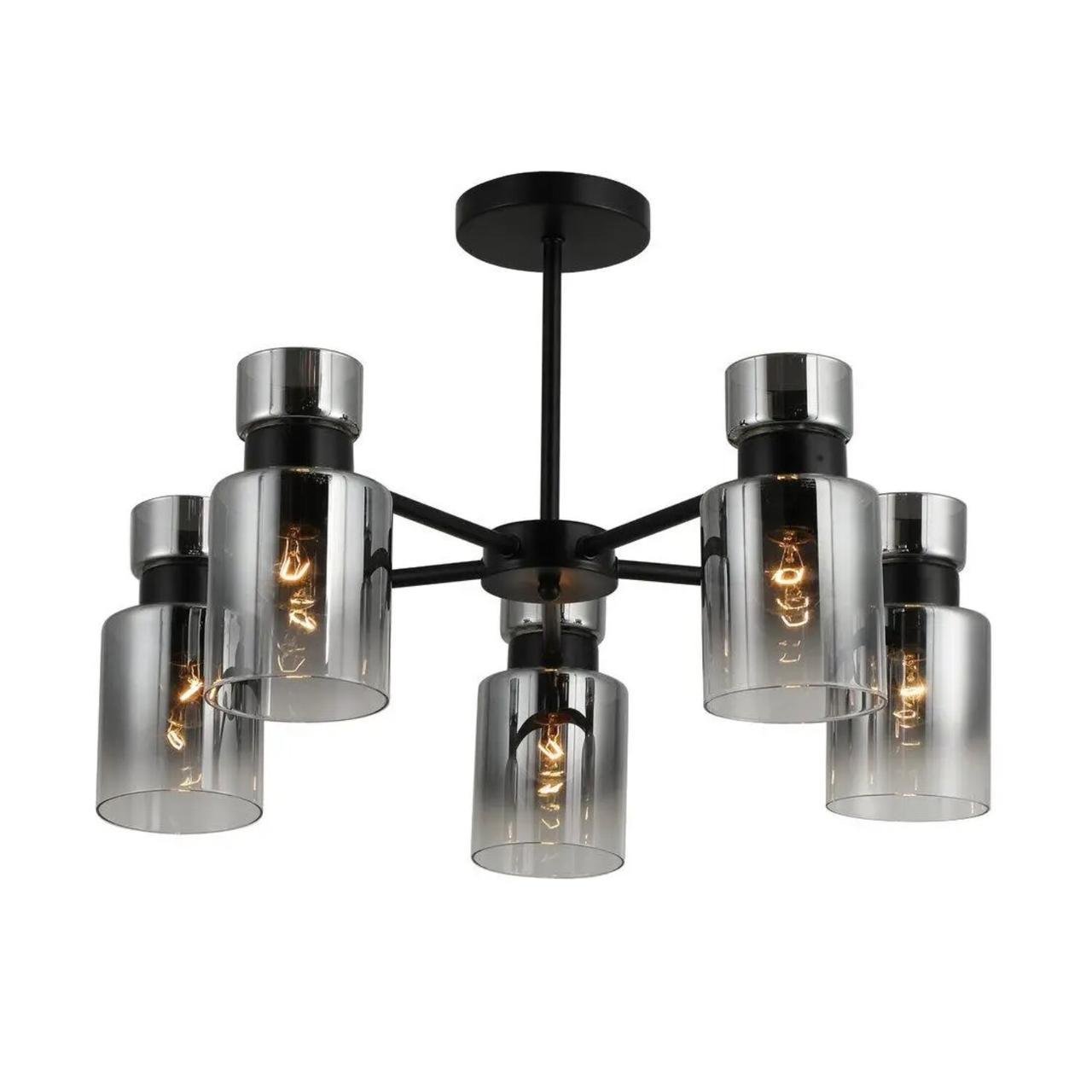 Люстра Sirius на пять стеклянных плафонов под лампу Е27 Черный (G 07470/5 Matte Black)