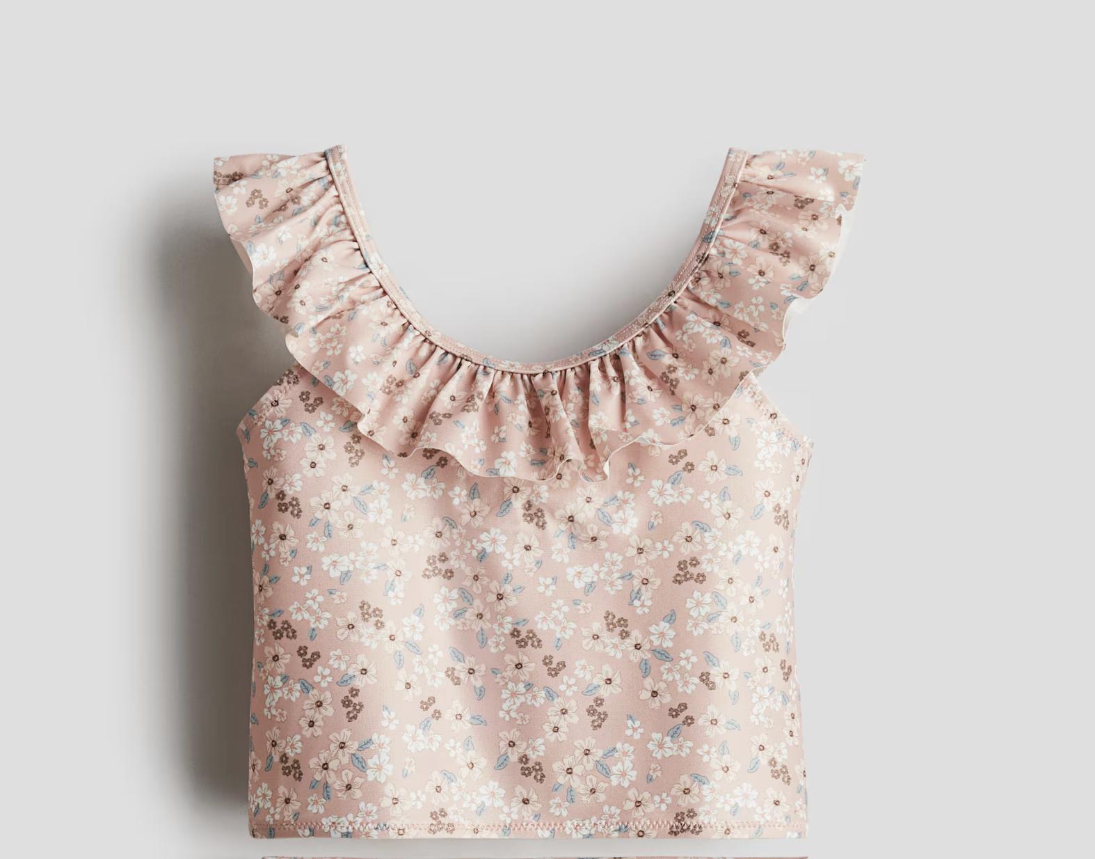 Купальный топ H&M 1255521 Цветы 122-128 см Розовый