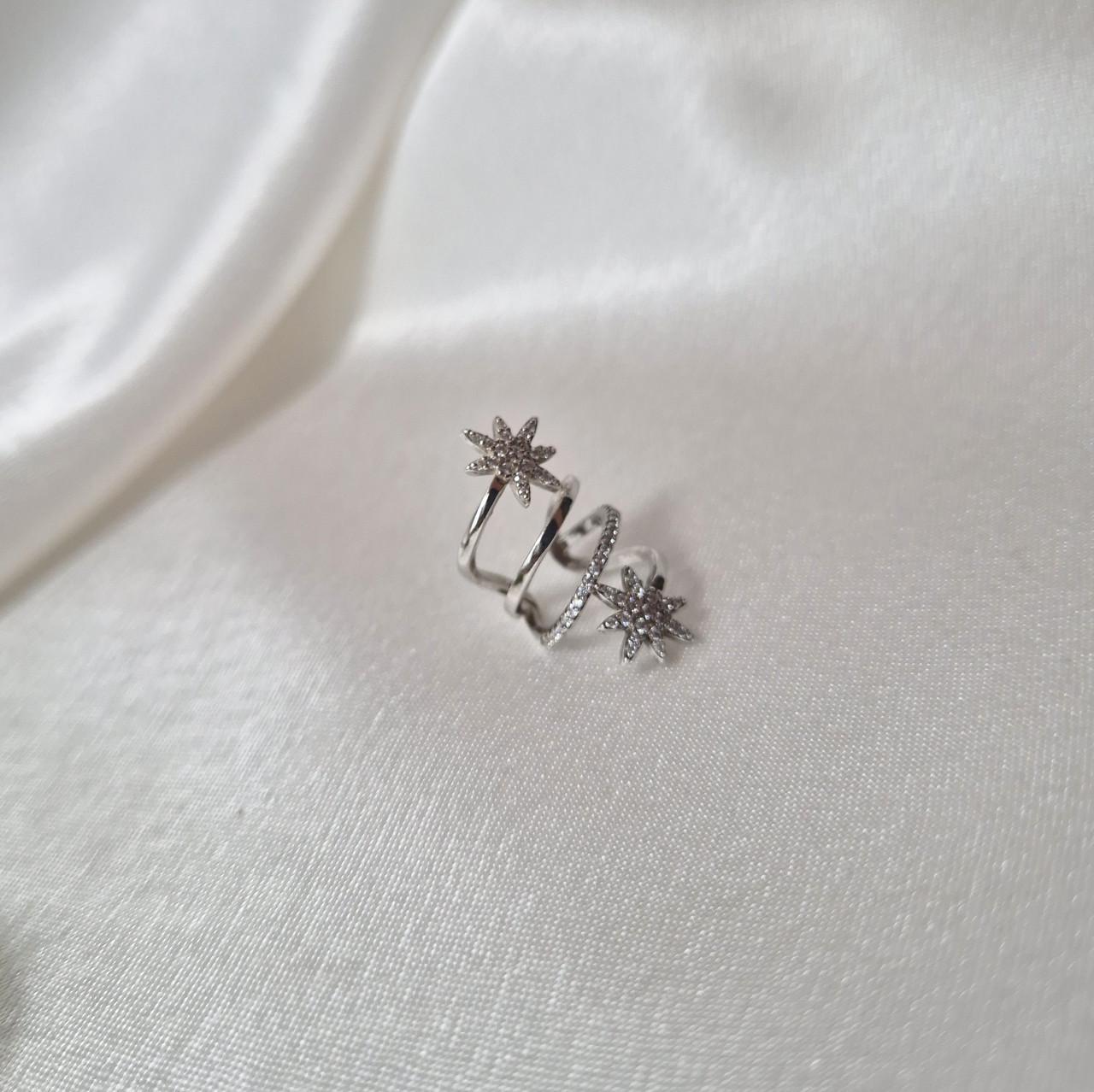 Сережка обманка на хрящик зірки в каменях срібло 925 проби родоване 1,60 г (2419r) - фото 6 Сережка обманка на хрящик зірки в каменях срібло 925 проби родоване 1,60 г (2419r) - фото 6